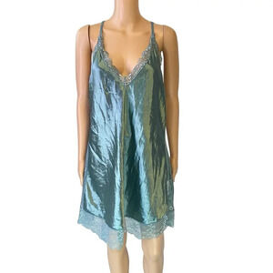 Avoidlove Fairy Y2K Slip Dress XXL Lingerie Teal Lace Satin Silky Sexy Romantic